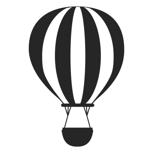 Black and white hot air balloon silhouette PNG Design
