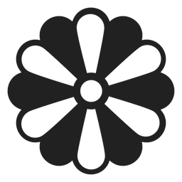 Ícone de flor de pétala em preto e branco
