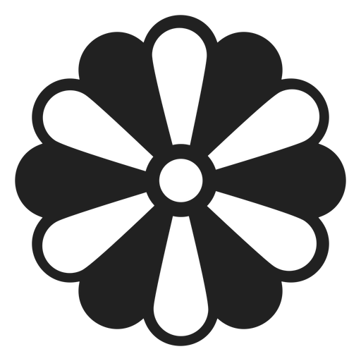 Schwarzweiss-Blütenblattblumenikone PNG-Design