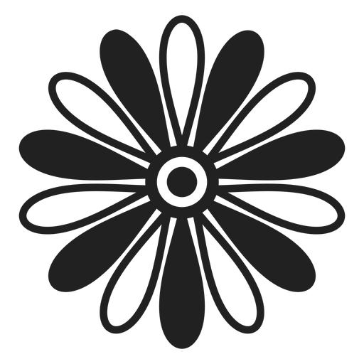 Schwarz-Weiß-Gänseblümchen-Symbol PNG-Design
