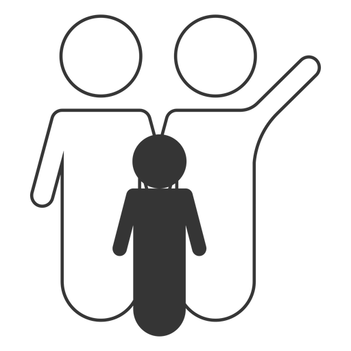 Schwarzweiss-Familienliniensymbol PNG-Design