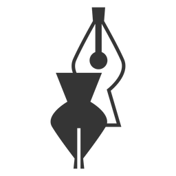 Icono de punta de pluma estilográfica en blanco y negro Diseño PNG
