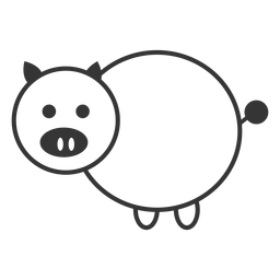 Ícone de estilo de linha de porco preto e branco Desenho PNG