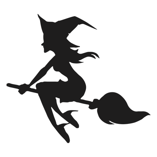 Broom riding witch silhouette PNG Design