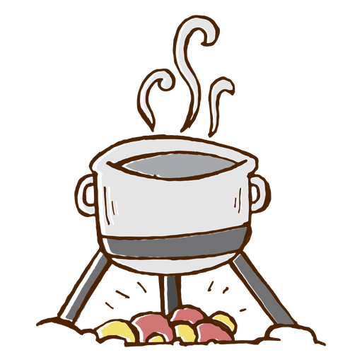 Camping cooking pot icon