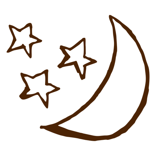 Camping estrellas y luna iconos dibujados a mano Diseño PNG
