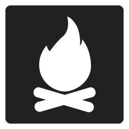 Ícone quadrado de fogueira de acampamento Desenho PNG