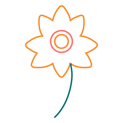 Colored flower line style icon PNG Design