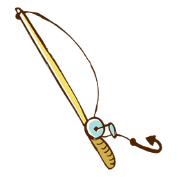 Icono de caña de pescar dibujado a mano color Diseño PNG