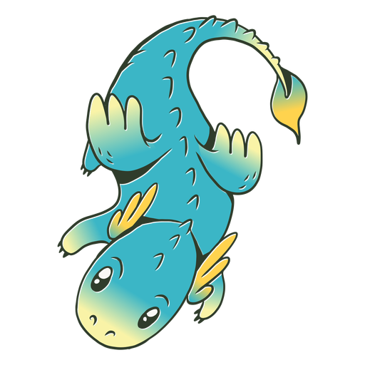 Cute blue baby dragon illustration