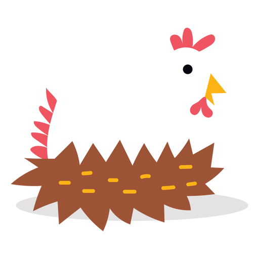 Cute chicken laying eggs vector PNG Design