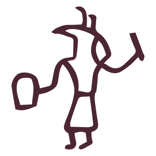 Egyptian god with stick and club hieroglyphics symbol