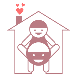 Vector de estilo de línea de hogar familiar Diseño PNG