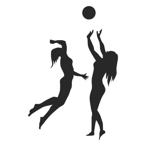 Female volleyball players silhouette PNG Design