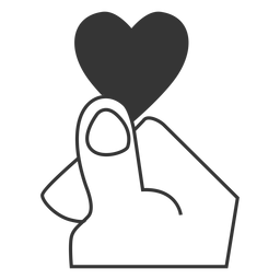 Ícone de estilo de linha de coração de dedo Desenho PNG