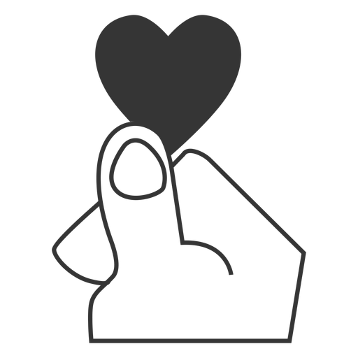 Icono de estilo de línea de corazón de dedo Diseño PNG