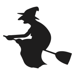 Flat old witch silhouette PNG Design