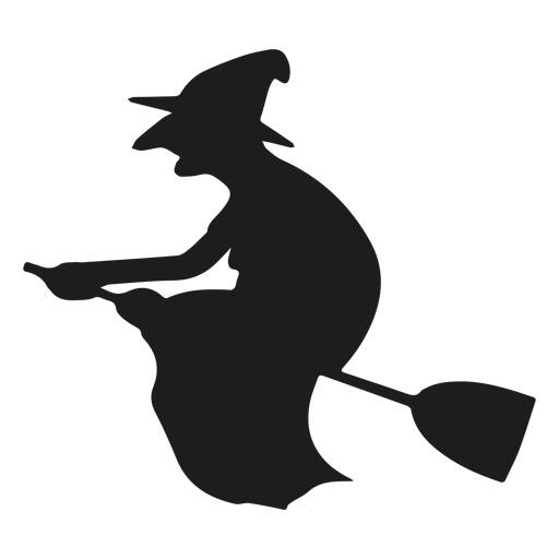 Flat old witch silhouette PNG Design