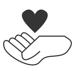 Floating heart over hand iine style icon Floating heart over hand iine style icon