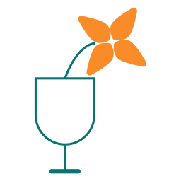 Flor en un icono de estilo de línea de vidrio Diseño PNG