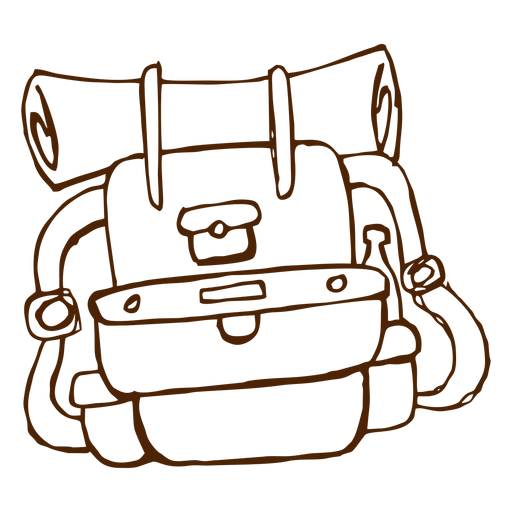 Ícone de mochila de acampamento desenhado à mão Desenho PNG