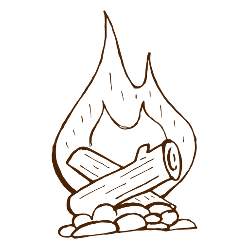 Dibujado a mano icono de hoguera de camping Diseño PNG
