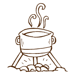 Dibujado a mano icono de olla de cocina de camping