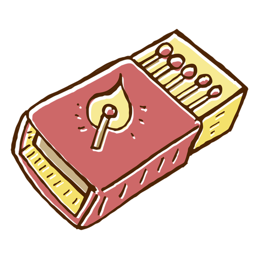Icono de caja de cerillas de color dibujado a mano Diseño PNG