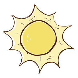 Dibujado a mano icono de sol de color Diseño PNG