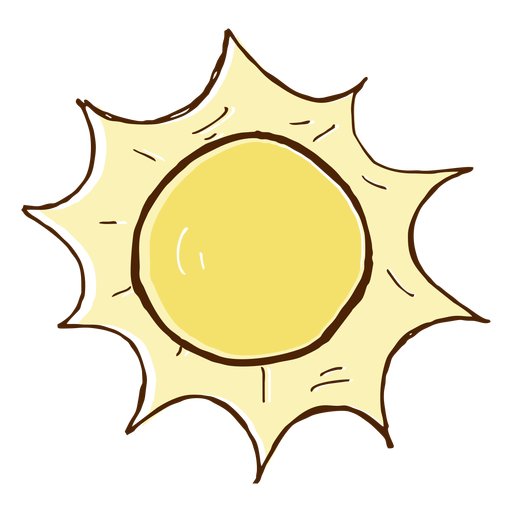 Hand gezeichnete farbige Sonnenikone PNG-Design