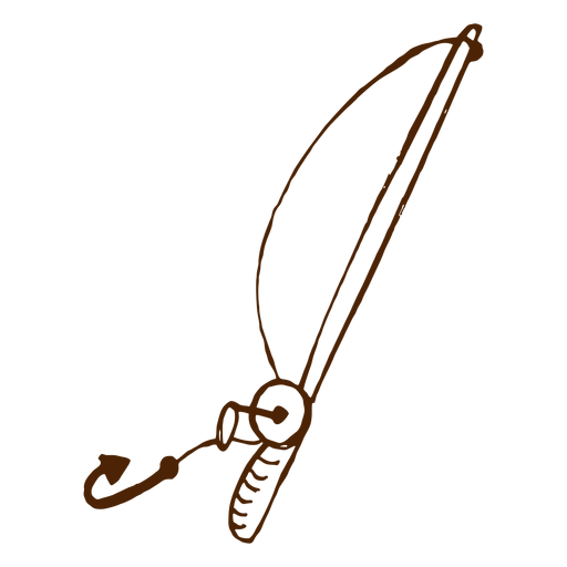 Hand drawn fishing rod icon PNG Design