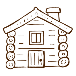 Icono de cabaña de madera dibujado a mano Transparent PNG