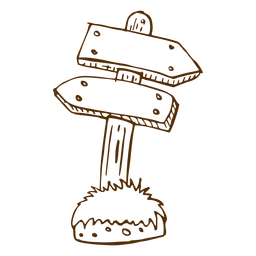 Hand gezeichnete hölzerne Richtungspfeilsymbol PNG-Design