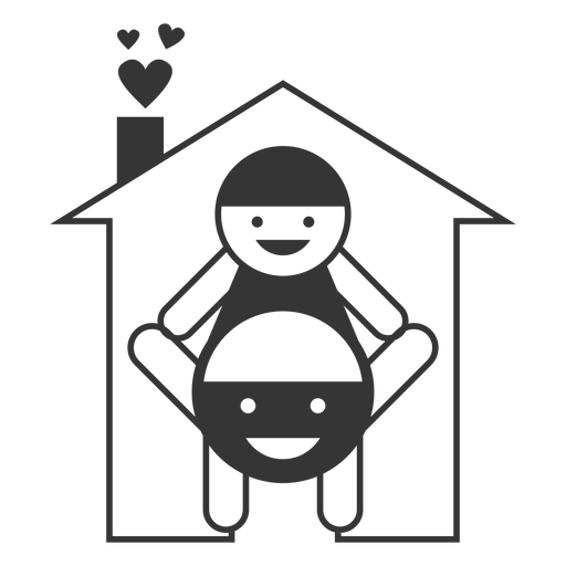 Ícone de estilo de linha de casa feliz Desenho PNG