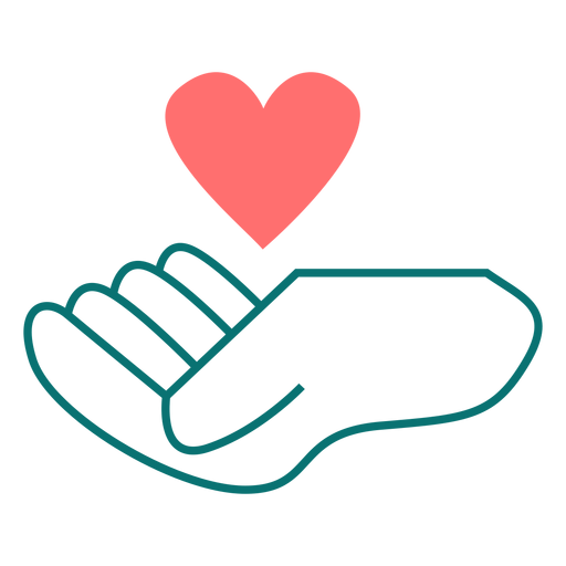 Heart floating over hand line style vector PNG Design