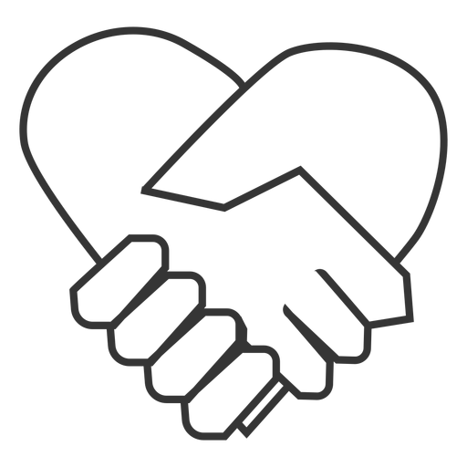 Heart shaped hand shake icon