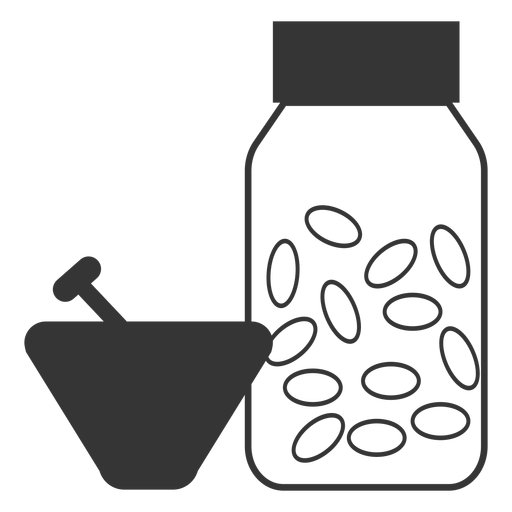 Line style mortar and pestle medicine icon PNG Design