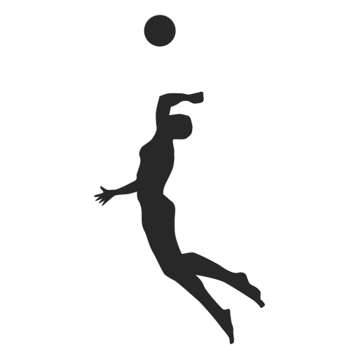 M?nnlicher Volleyballspieler der Silhouette spitzt PNG-Design