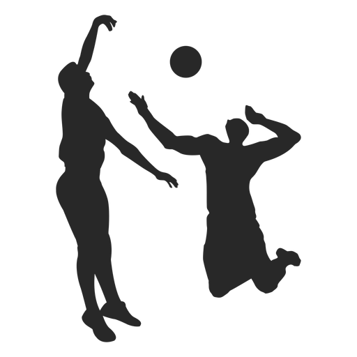 Male volleyball players silhouette PNG Design