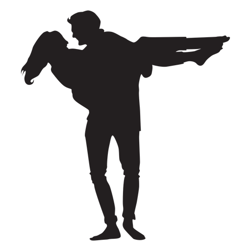 Man carrying woman lover silhouette PNG Design