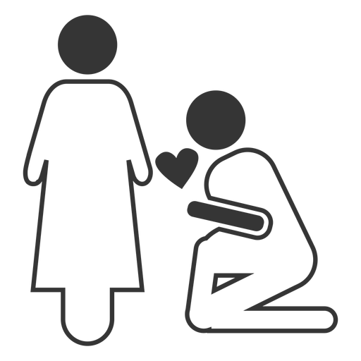 Marriage proposal line style icon PNG Design
