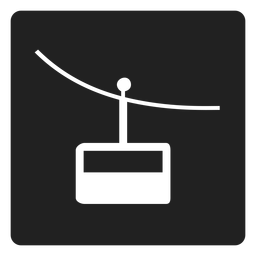 Icono cuadrado de teleférico de montaña