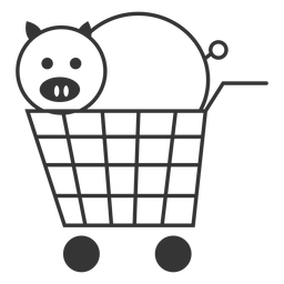 Schwein in einem Warenkorb-Symbol PNG-Design