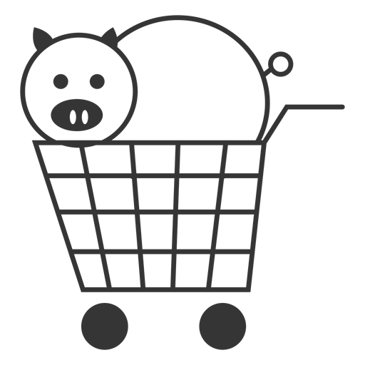 Cerdo en un icono de carrito de compras