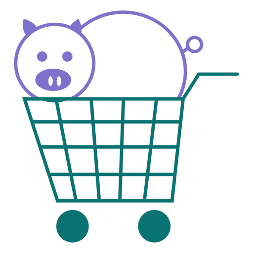 Pig on a cart line style vector PNG Design
