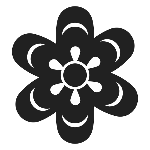 Simple black and white flower icon PNG Design