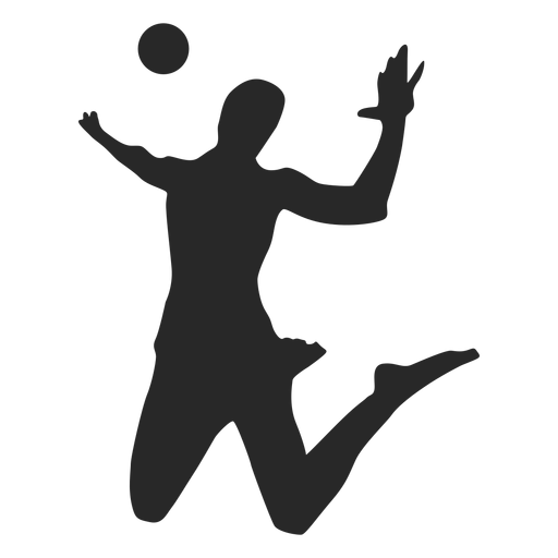 Spiking volleyball player silhouette