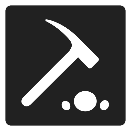 Ícone quadrado do martelo de pedra Desenho PNG