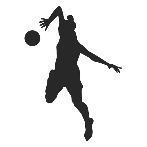Volleyball player in attack position silhouette PNG Design