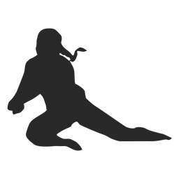 Silhueta de jogador de voleibol em posição de escavação Desenho PNG